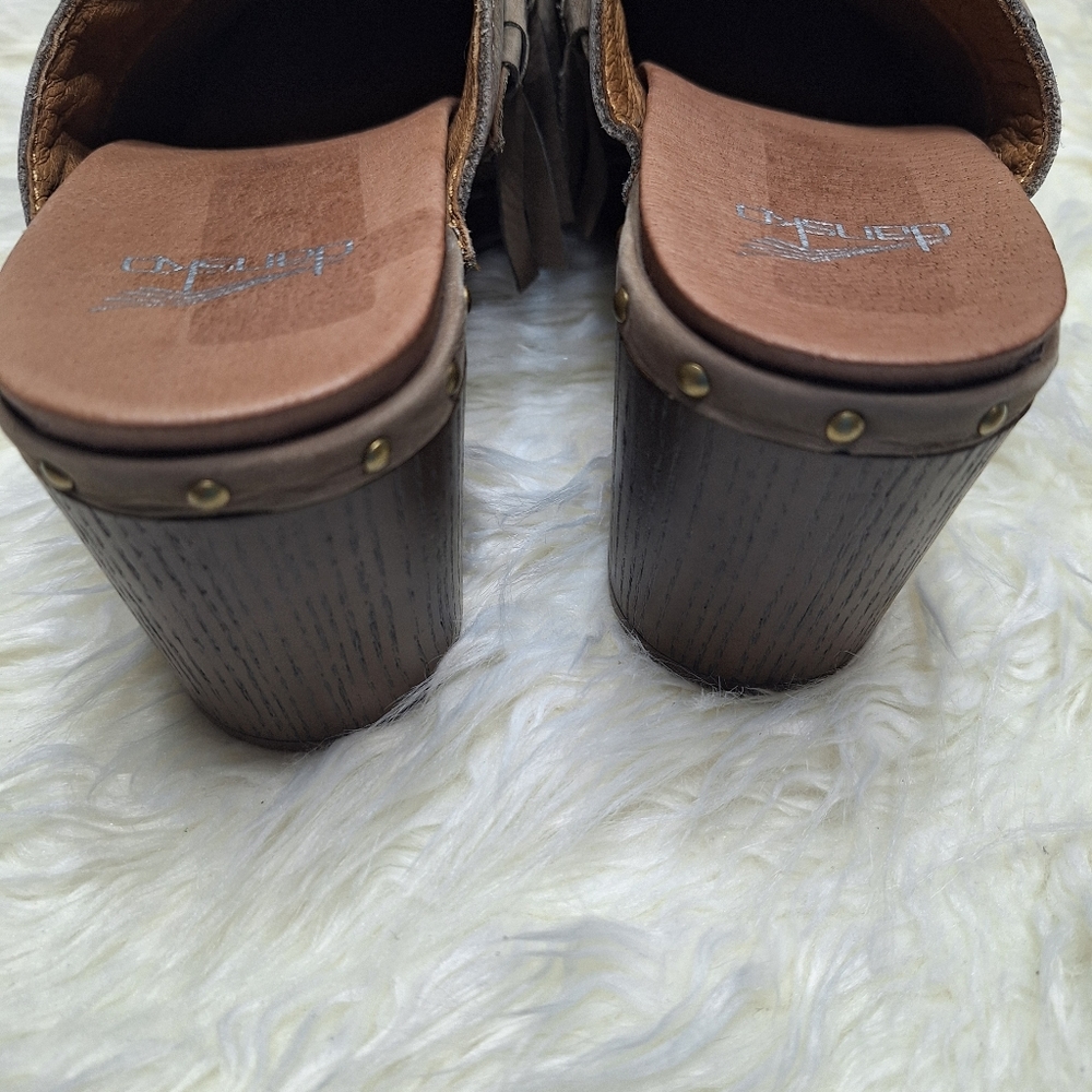 Dansko Taupe Clog With Fringe - image 3